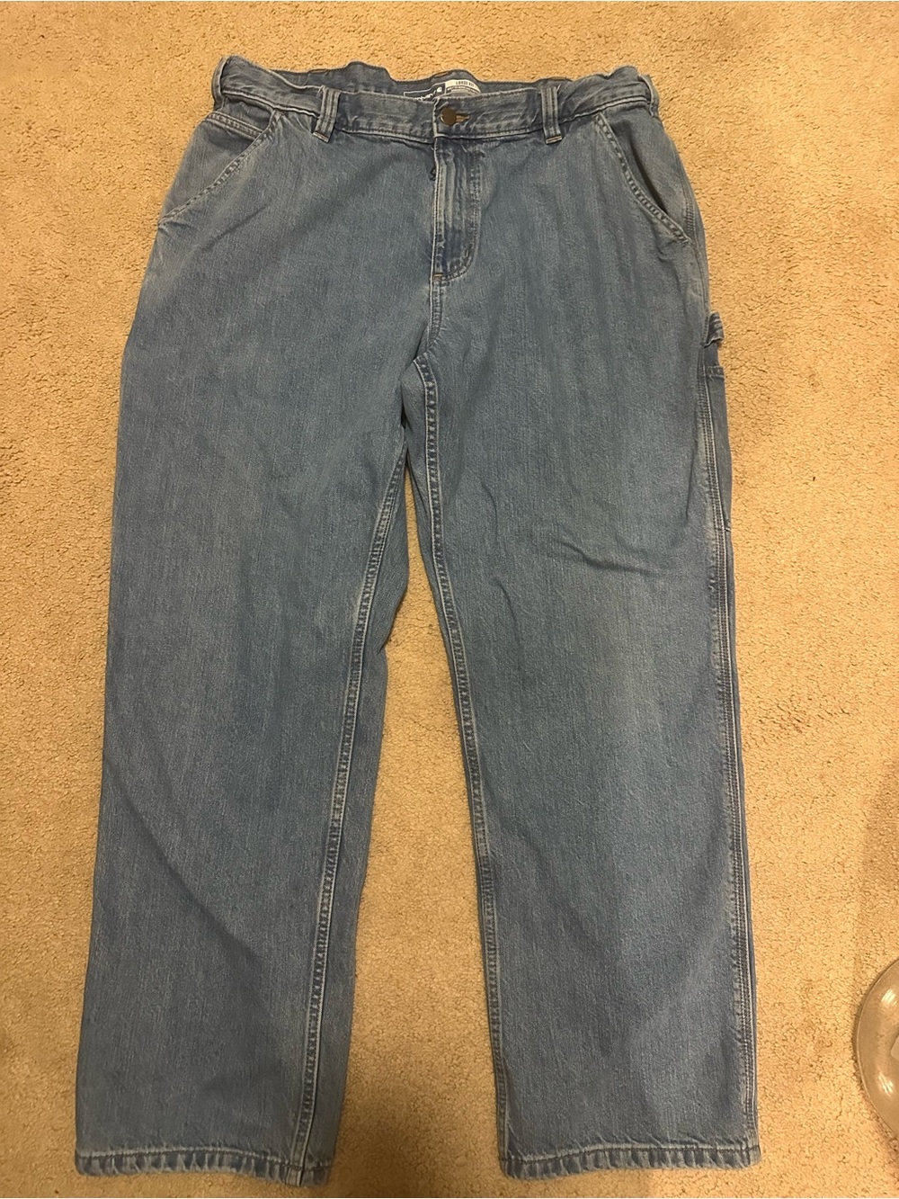 Men's Carhartt loose fit light Blue Denim carpenter Jeans 38x30